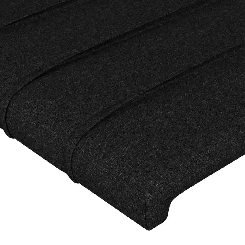 Tête de lit accessoire couchage chambre à coucher meuble avec rebord latéral 93 x 16 x 78/88 cm tissu noir TDL0204401
