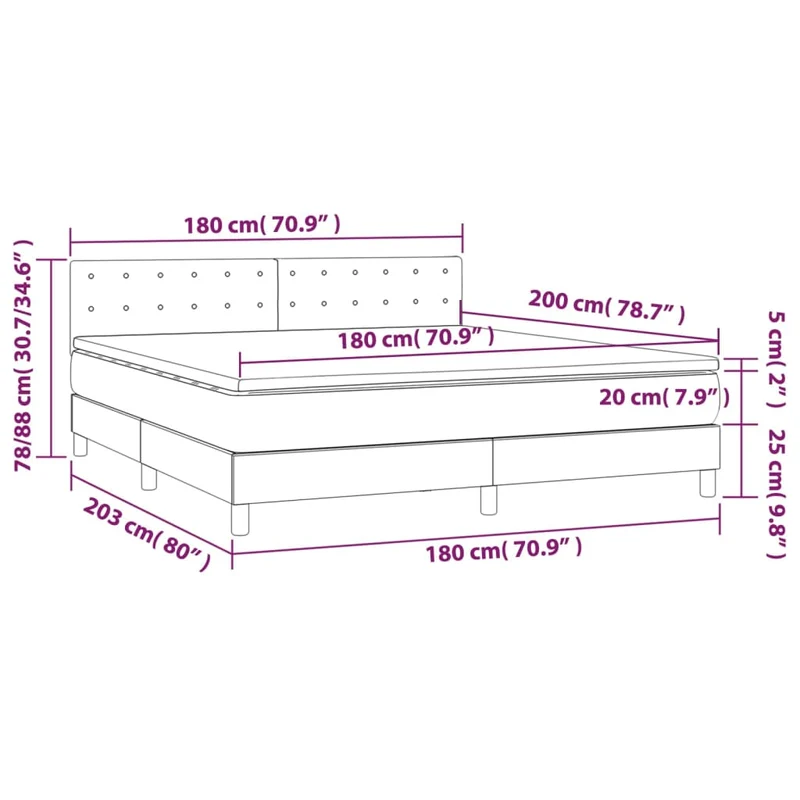 Cadre de lit LED avec sommier tête de lit matelas 180x200 cm synthétique blanc TDL0208720