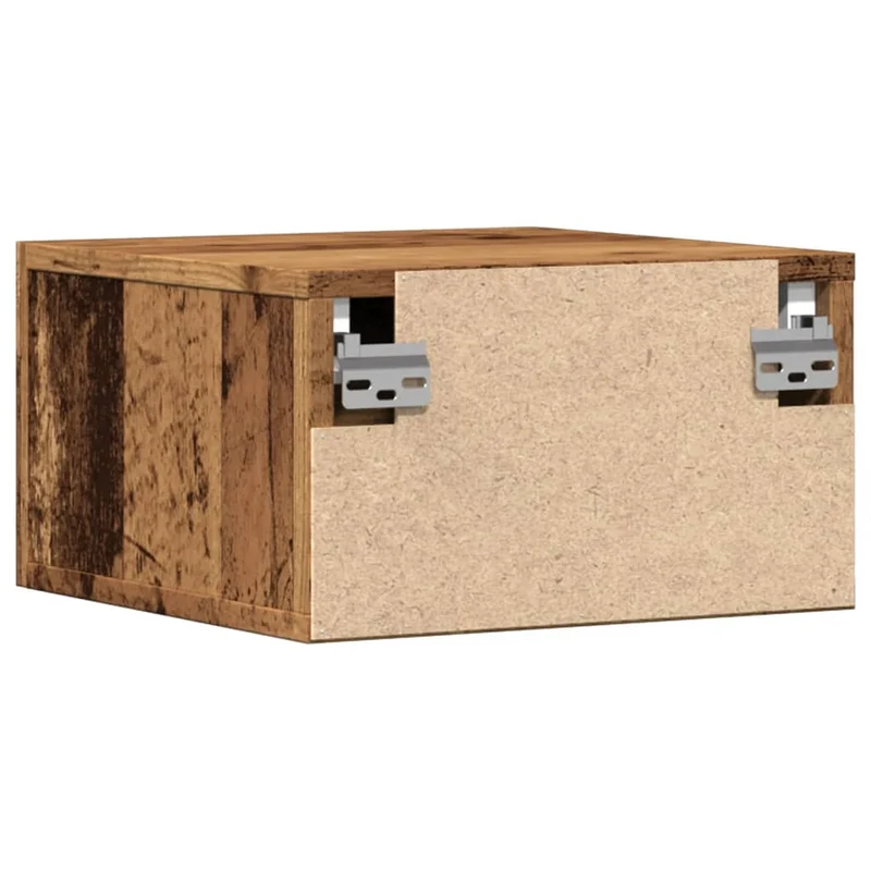 Table de chevet murale avec tiroir 35 x 35 x 20 cm bois d'ingénierie marron vieilli DEC034338