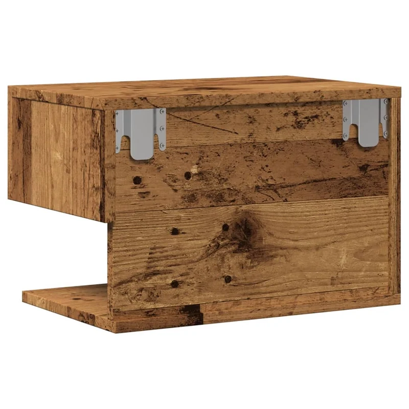 Table de chevet murale avec tiroir et étagère 46 x 29,5 x 30 cm bois d'ingénierie marron vieilli DEC034337