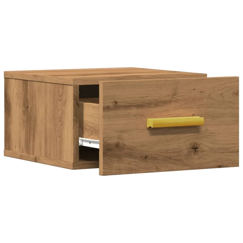 Table de chevet murale avec tiroir 35 x 35 x 20 cm bois d'ingénierie couleur chêne DEC034245