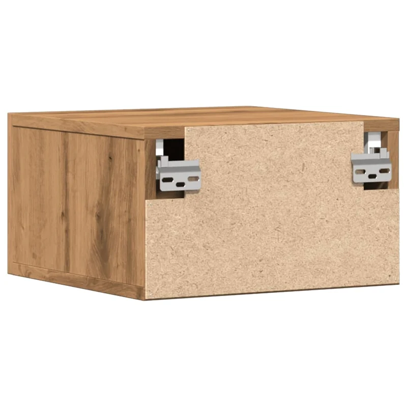 Table de chevet murale avec tiroir 35 x 35 x 20 cm bois d'ingénierie couleur chêne DEC034245