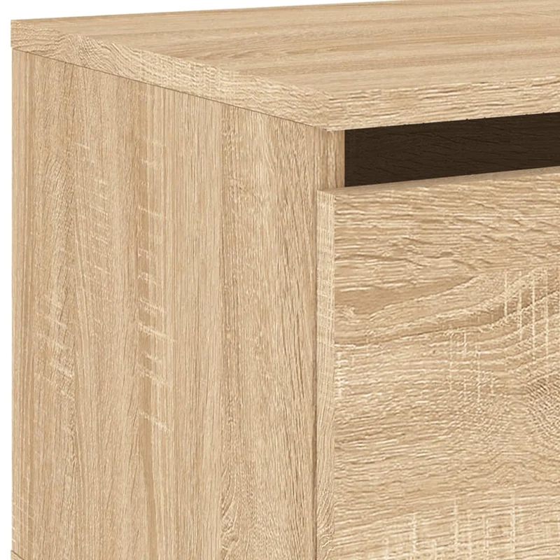 Table de chevet murale avec lumières LED et tiroir 50 x 36 x 30 cm en bois d'ingénierie couleur chêne DEC034193