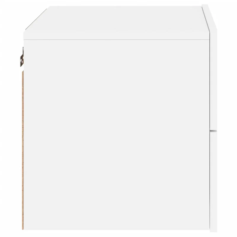 Table de chevet murale avec lumières LED et tiroirs 50 x 39 x 41 cm et bois d'ingénierie blanc DEC034169