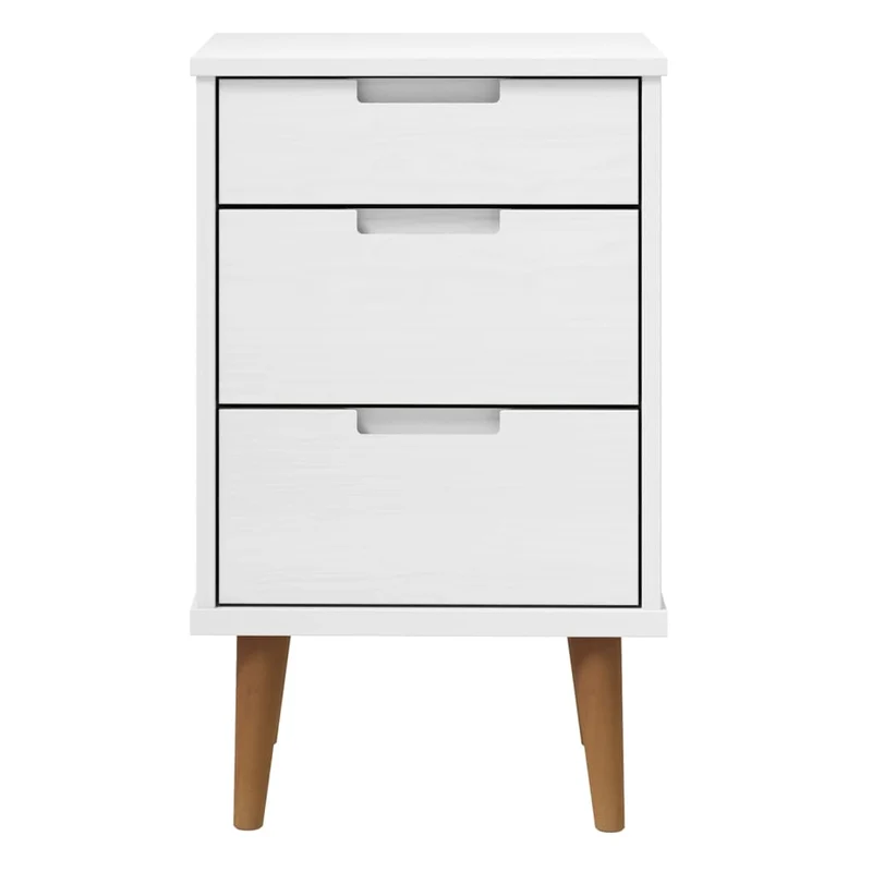 Table de chevet avec 3 tiroirs 40 x 35 x 65 cm bois de pin massif blanc DEC034146