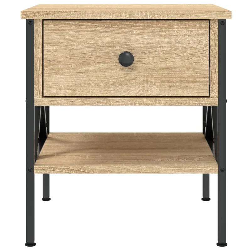 Table de chevet avec tiroir et étagère 40 x 42 x 45 cm bois d'ingénierie et fer DEC033868