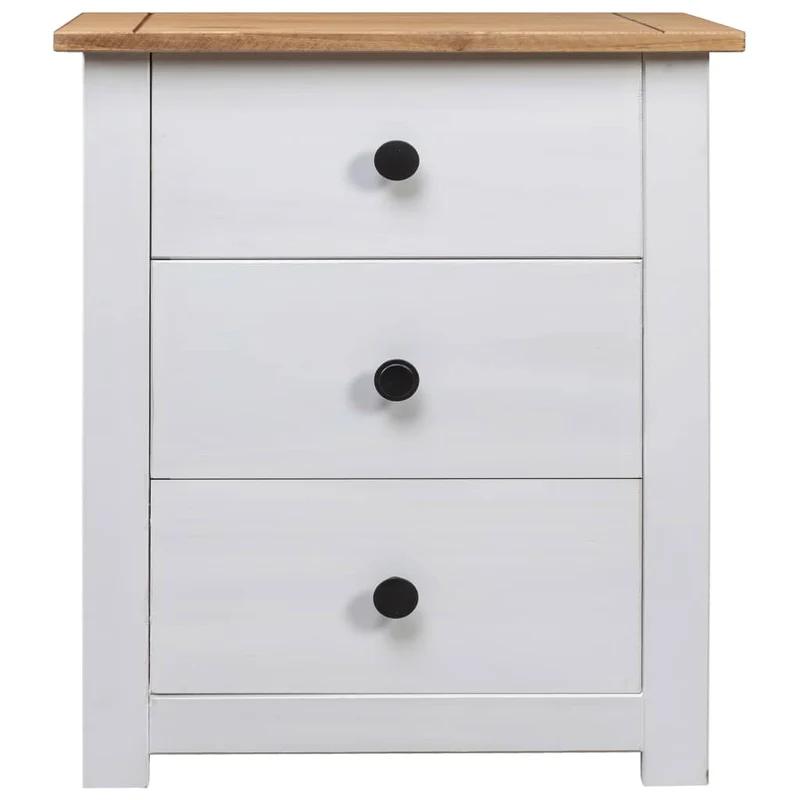 Table de chevet avec 3 tiroirs 46 x 40 x 57 cm bois de pin massif blanc DEC033412