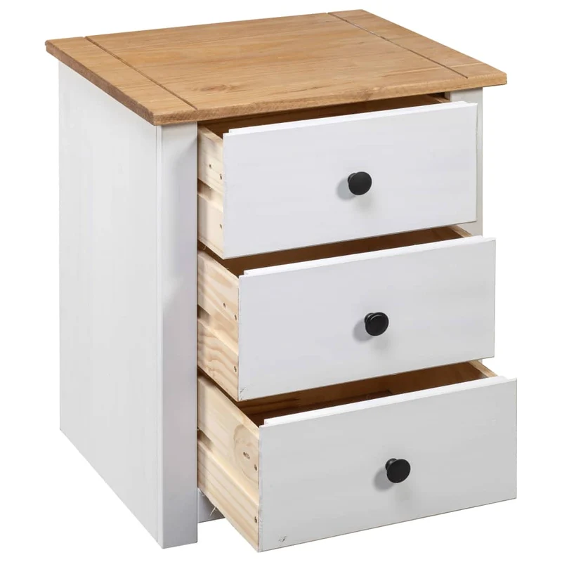 Table de chevet avec 3 tiroirs 46 x 40 x 57 cm bois de pin massif blanc DEC033412