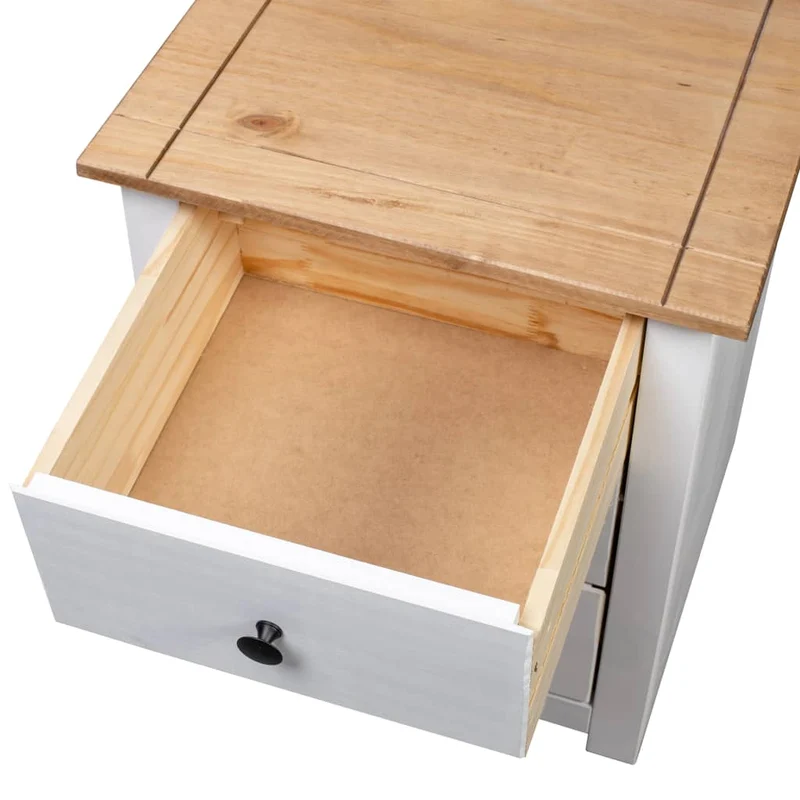 Table de chevet avec 3 tiroirs 46 x 40 x 57 cm bois de pin massif blanc DEC033412