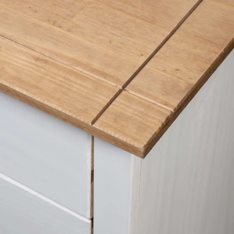 Table de chevet avec 3 tiroirs 46 x 40 x 57 cm bois de pin massif blanc DEC033412