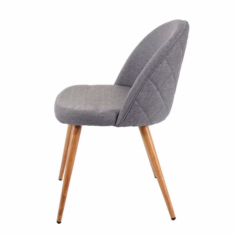 Lot de 6 chaises de salle à manger couture en forme de losange design rétro années 50 en tissu gris foncé 04_0007685