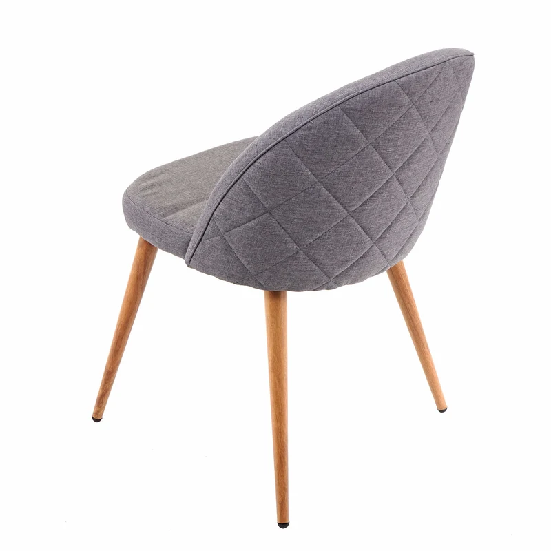 Lot de 6 chaises de salle à manger couture en forme de losange design rétro années 50 en tissu gris foncé 04_0007685