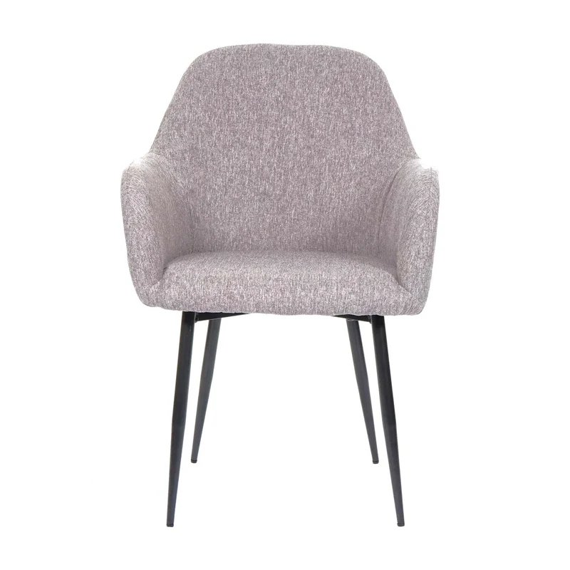 Lot de 6 chaises de salle à manger design rétro en tissu gris pieds en métal noirs 04_0007687