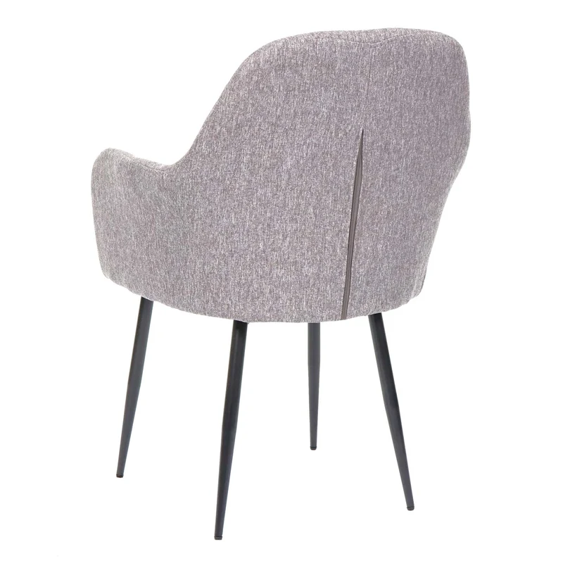 Lot de 6 chaises de salle à manger design rétro en tissu gris pieds en métal noirs 04_0007687