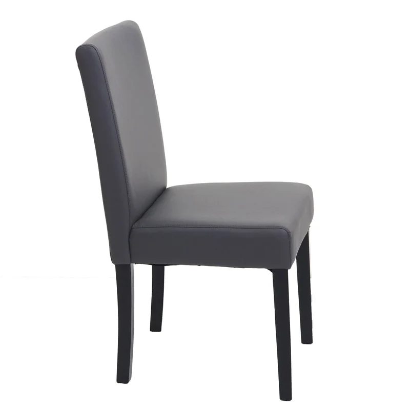 Lot de 6 chaises de salle à manger design moderne en PVC gris mat pieds en bois foncés 04_0007659