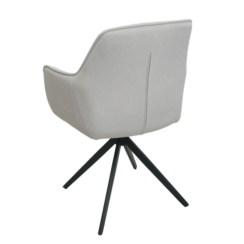 Lot de 6 chaises de salle à manger avec accoudoirs siège rotatifs en tissu crème cadre de trépied 04_0007746