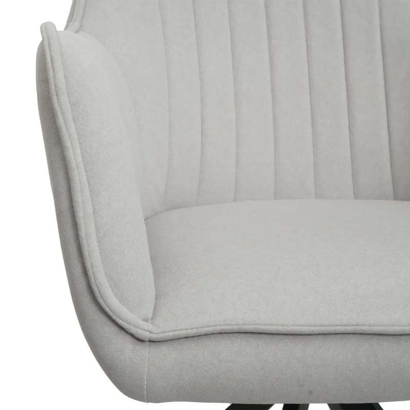 Lot de 6 chaises de salle à manger avec accoudoirs siège rotatifs en tissu crème cadre de trépied 04_0007746