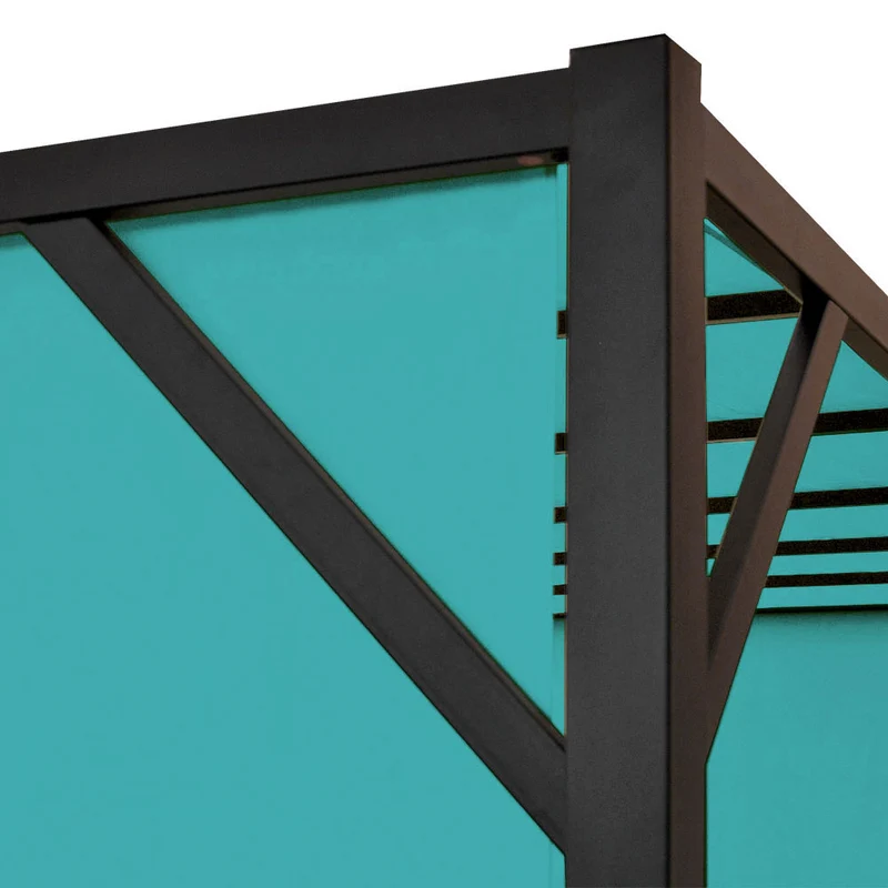 Pergola pavillon de jardin auvent de terrasse stable 6 cm structure acier + toit coulissant bleu turquoise 4 x 4m 04_0008100