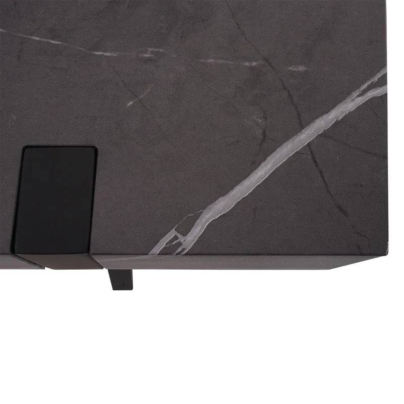 Table console table d'appoint 75x100x40 cm en fer et MDF aspect marbre gris 04_0008489