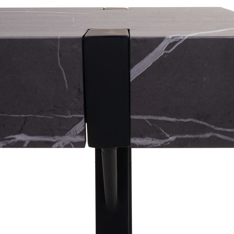 Table console table d'appoint 75x100x40 cm en fer et MDF aspect marbre gris 04_0008489