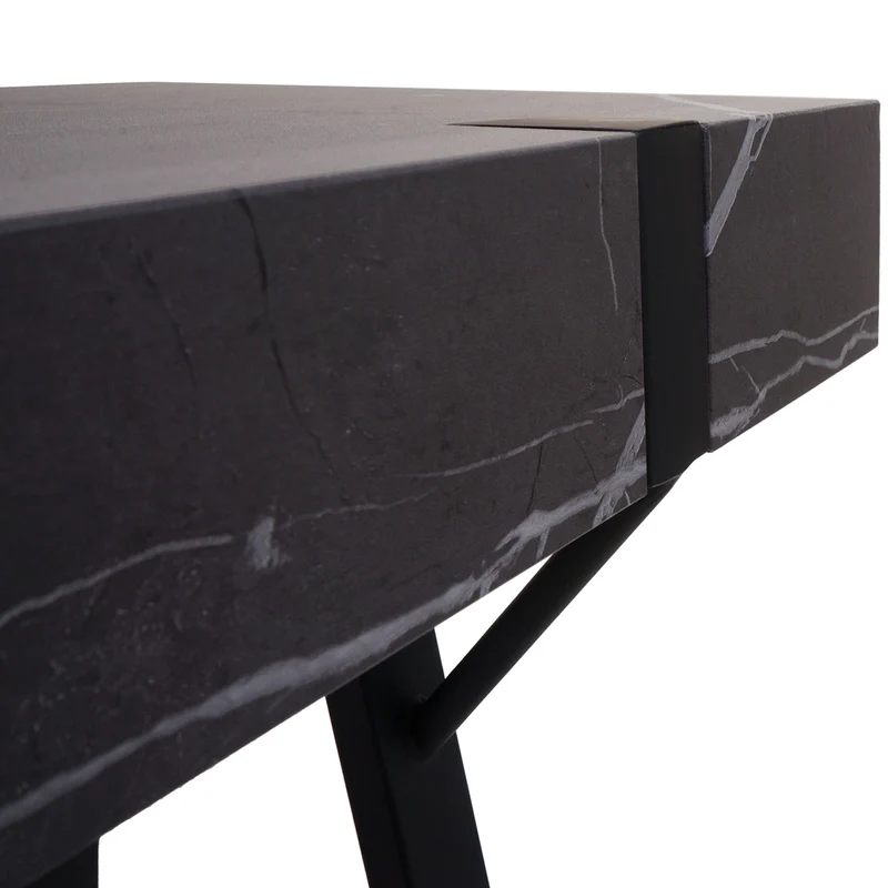 Table console table d'appoint 75x100x40 cm en fer et MDF aspect marbre gris 04_0008489