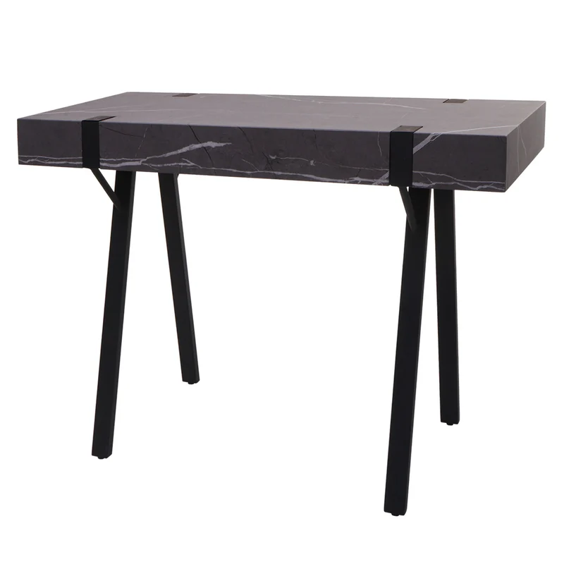 Table console table d'appoint 75x100x40 cm en fer et MDF aspect marbre gris 04_0008489