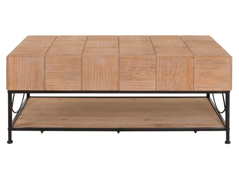 Table basse avec espace de rangement en bois et MDF et fer 51x120x61 cm 04_0008469