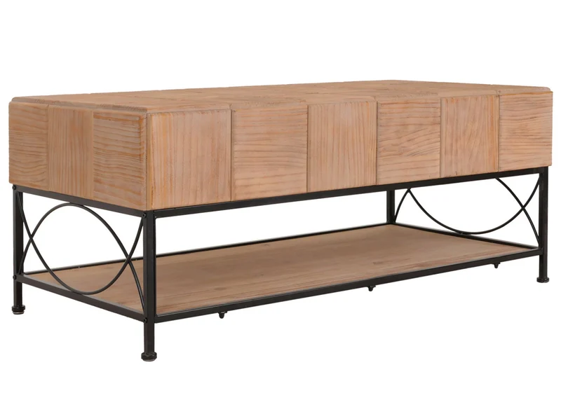 Table basse avec espace de rangement en bois et MDF et fer 51x120x61 cm 04_0008469