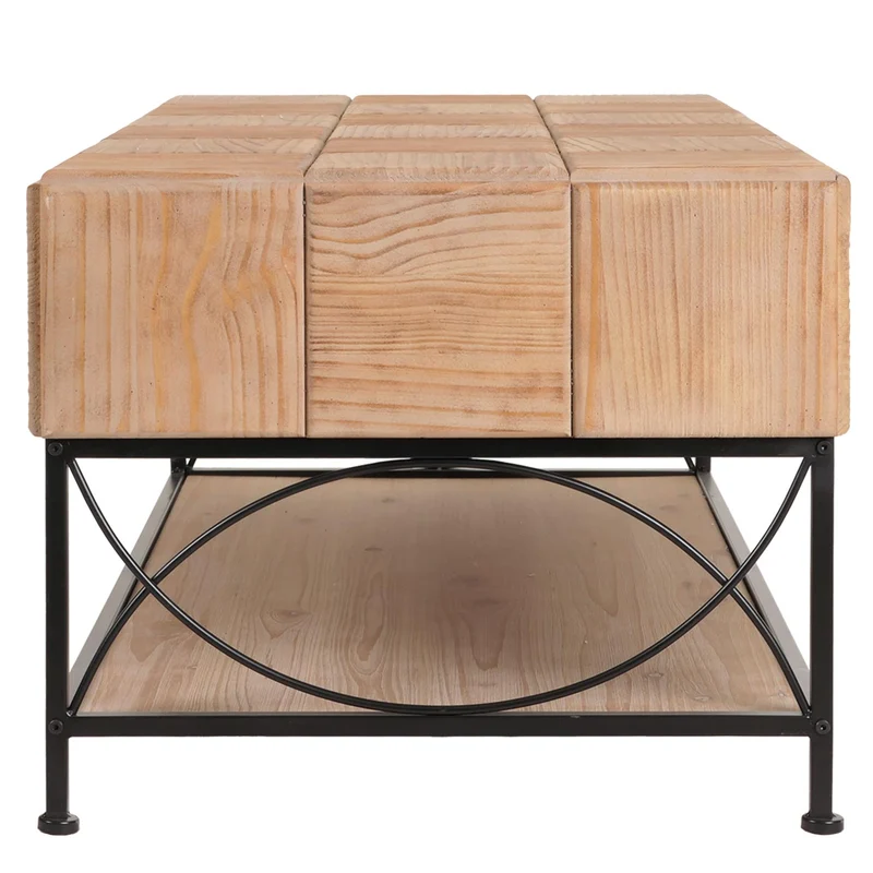 Table basse avec espace de rangement en bois et MDF et fer 51x120x61 cm 04_0008469