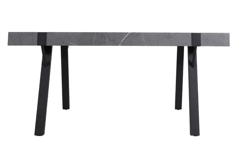 Table à manger design industriel 150x90 cm MDF aspect marbre gris et fer 04_0008562