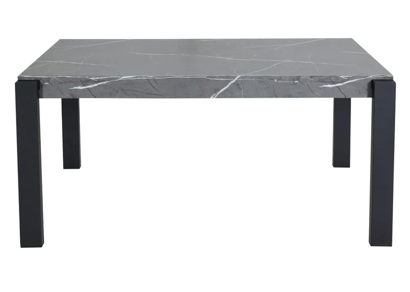 Table à manger design industriel 140 x 80 cm metal et MDF aspect marbre gris 04_0008560