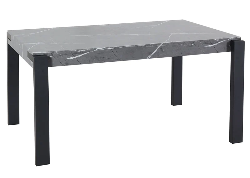 Table à manger design industriel 140 x 80 cm metal et MDF aspect marbre gris 04_0008560