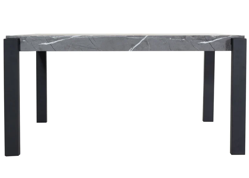 Table à manger design industriel 140 x 80 cm metal et MDF aspect marbre gris 04_0008560
