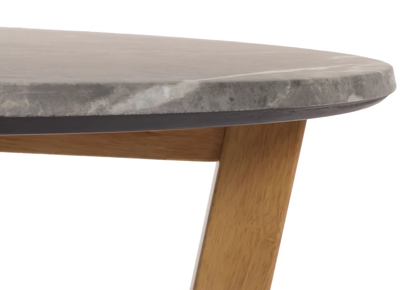 Table basse table d'appoint en bois et HPL diamètre 80 cm aspect marbre/pierre cadre clair 04_0008463