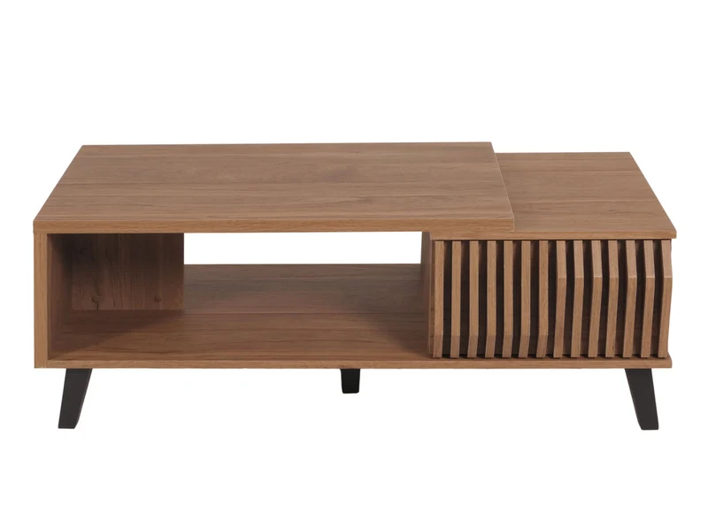 Table basse table d'appoint deux étagères et deux tiroirs 44x120x65 cm marron 04_0008451