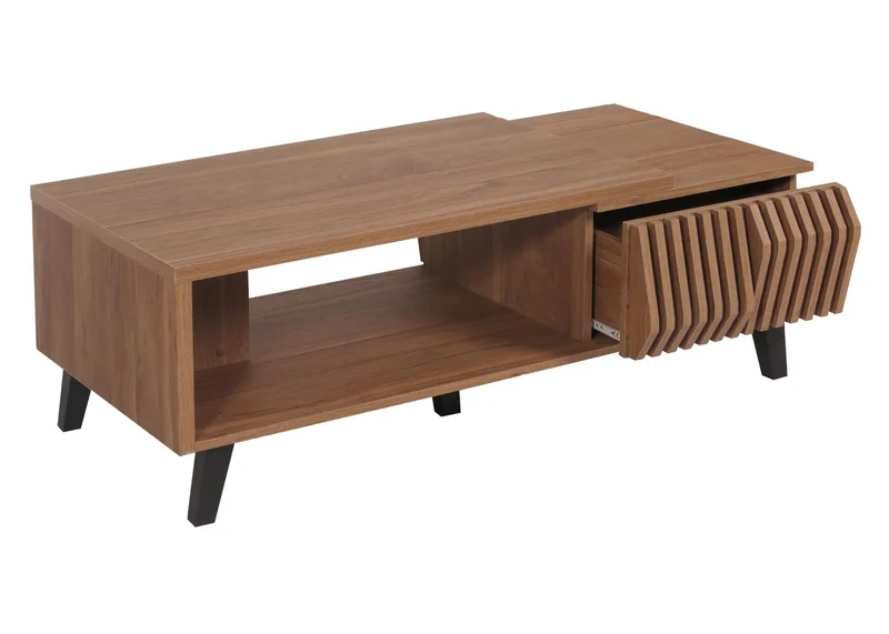 Table basse table d'appoint deux étagères et deux tiroirs 44x120x65 cm marron 04_0008451