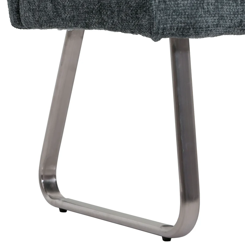Lot de 2 chaises de salle à manger avec accoudoirs + banc 180 cm inox brossé tissu chenille marron 04_0008285