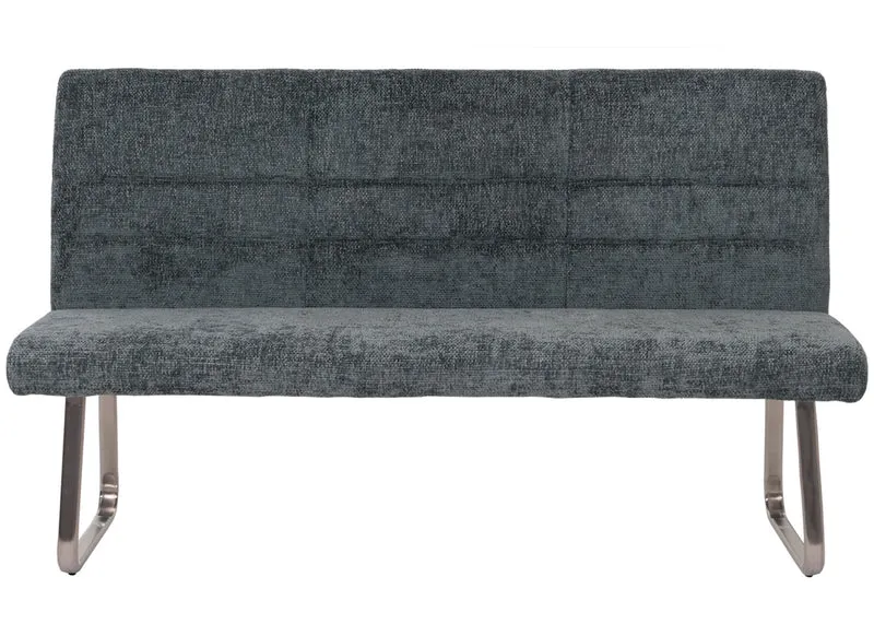 Lot de 2 chaises de salle à manger avec accoudoirs + banc 180 cm inox brossé tissu chenille marron 04_0008285