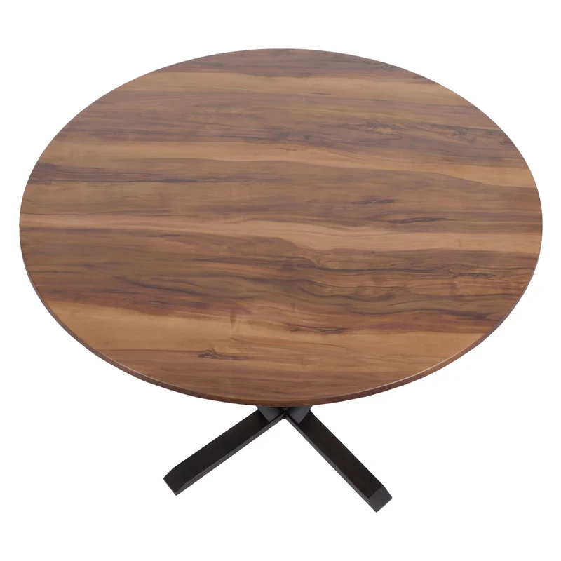 Table de bistro table à manger en bois et HPL diamètre 92 cm aspect bois de sesham 04_0008527