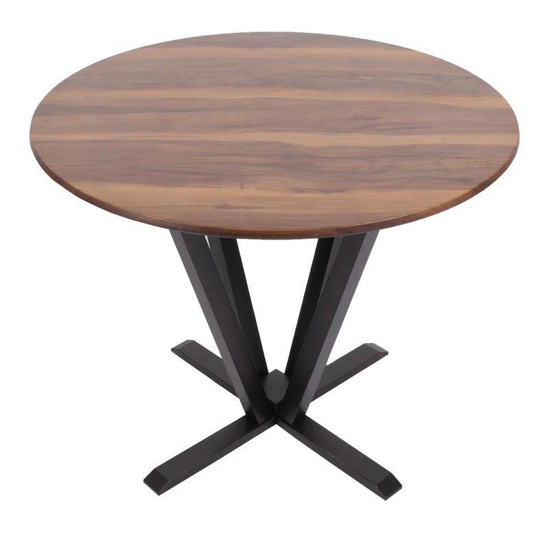 Table de bistro table à manger en bois et HPL diamètre 92 cm aspect bois de sesham 04_0008527