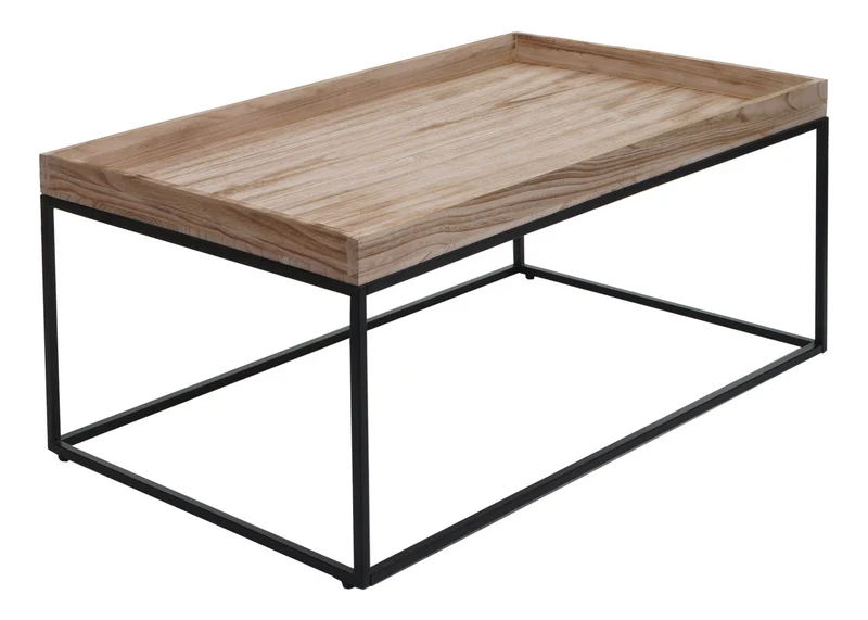 Table basse table d'appoint en bois et métal 46x110x60 cm couleur naturelle 04_0008432