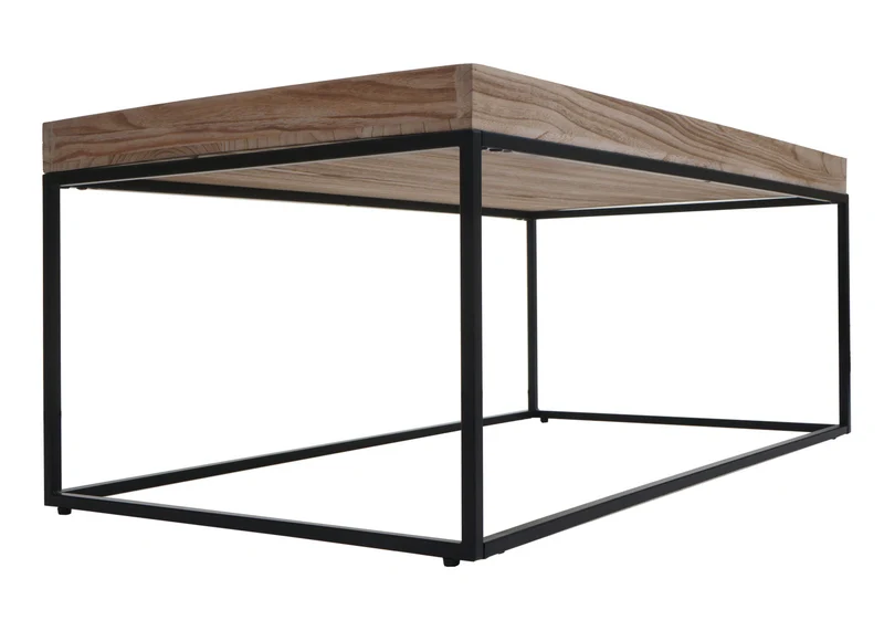 Table basse table d'appoint en bois et métal 46x110x60 cm couleur naturelle 04_0008432