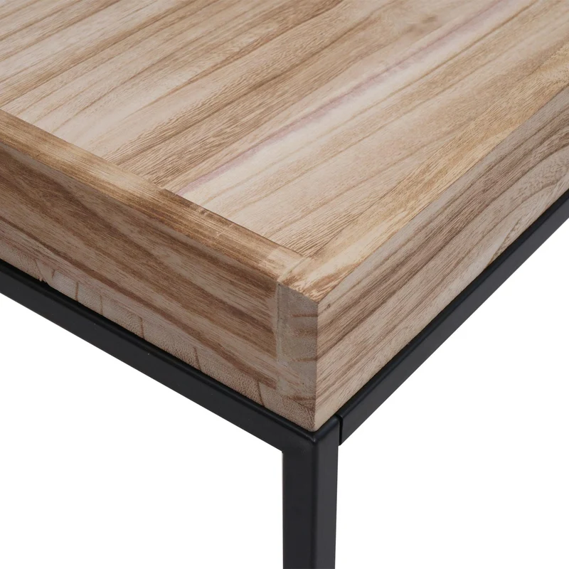 Table basse table d'appoint en bois et métal 46x110x60 cm couleur naturelle 04_0008432