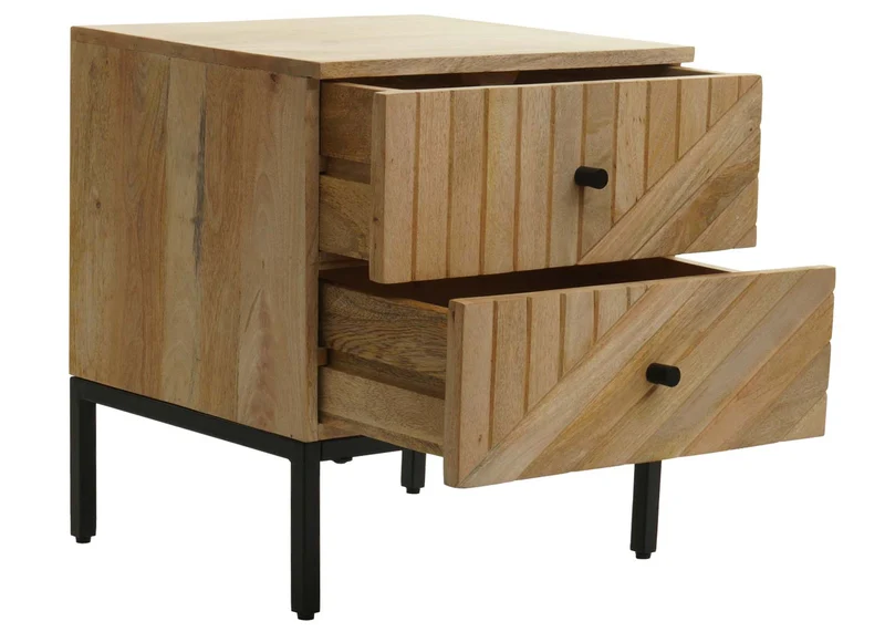 Table de chevet table d'appoint avec tiroirs en bois de manguier 51 x 45 x 40 cm 04_0008528