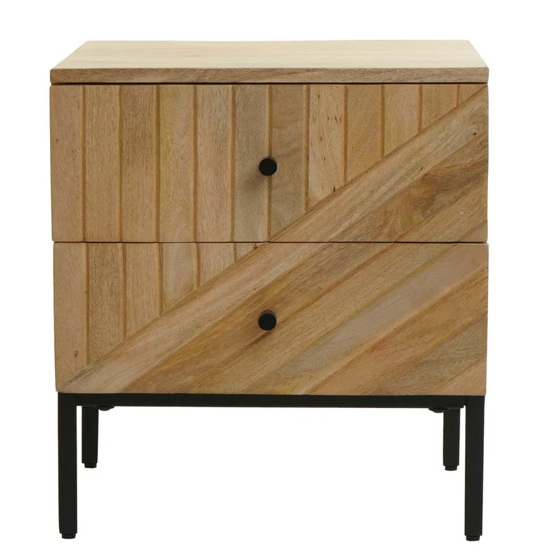 Table de chevet table d'appoint avec tiroirs en bois de manguier 51 x 45 x 40 cm 04_0008528