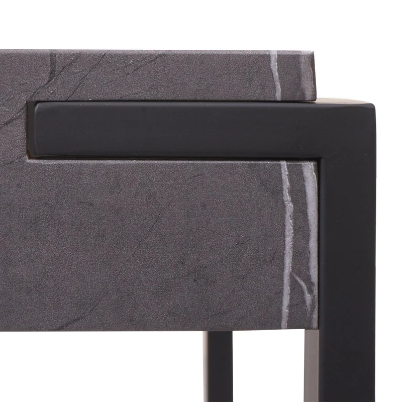 Table d'appoint table basse en métal 51x50x54 cm MDF aspect marbre gris 04_0008495