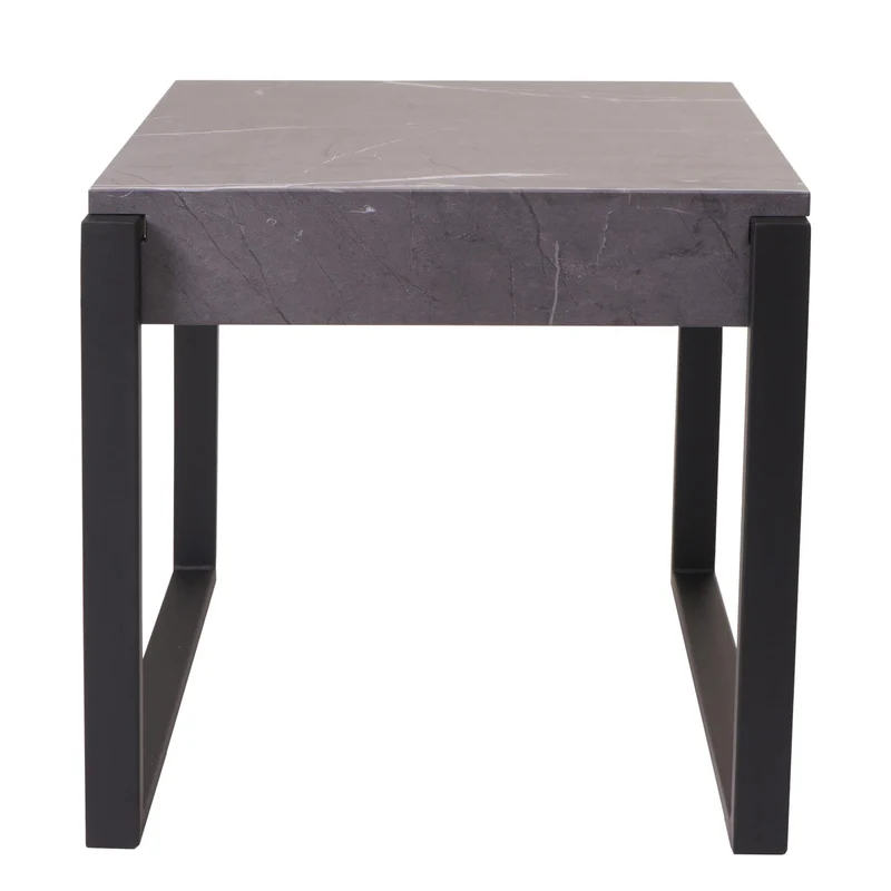 Table d'appoint table basse en métal 51x50x54 cm MDF aspect marbre gris 04_0008495