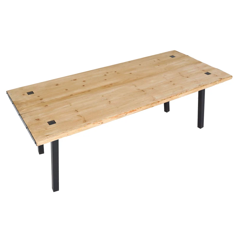 Table à manger design industriel en bois de sapin structure en fer 200 x 90 cm 04_0008564