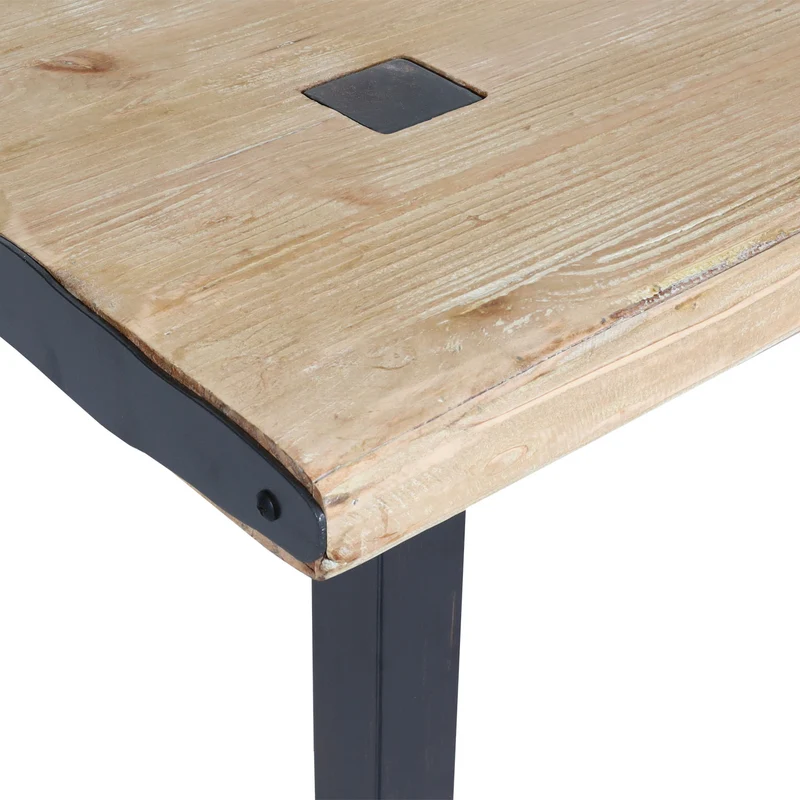 Table à manger design industriel en bois de sapin structure en fer 200 x 90 cm 04_0008564