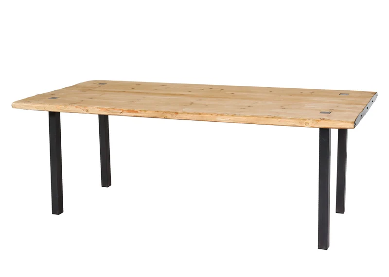 Table à manger design industriel en bois de sapin structure en fer 200 x 90 cm 04_0008564